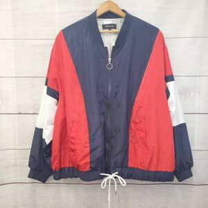 New Look Sport Windbreaker Jacket Womens Plus 3X Red White Blue Bomber Full Zip